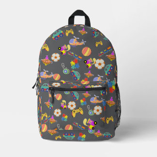 Kids School Backpack with Colourful Toy Print