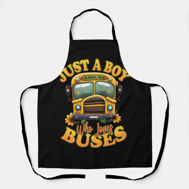 Kids School Bus Driver Costume Just A Boy Who Love Apron (Front)