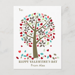 Kids School Classroom Valentine Cards Modern Tree