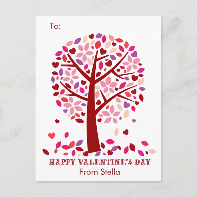 Kids School Classroom Valentine Cards Tree of Love (Front)