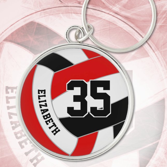 kids school club colours red black volleyball keychain (Creator Uploaded)