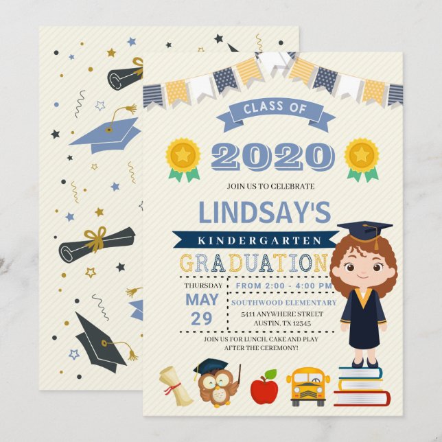 Kids School Graduation Announcement Invitation (Front/Back)