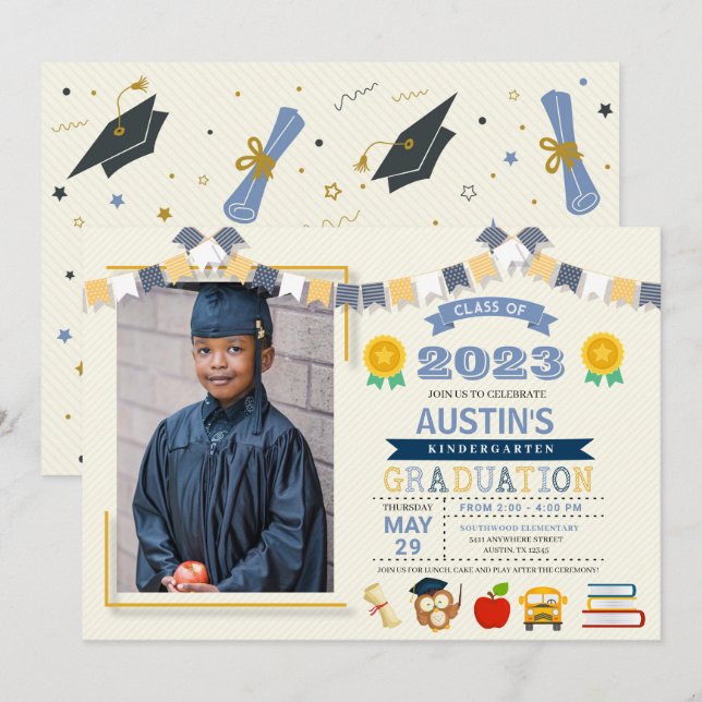Kids School Graduation Photo Invitation (Front/Back)