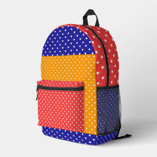 Kids School Travel Red Yellow Blue Polka Dots  Printed Backpack