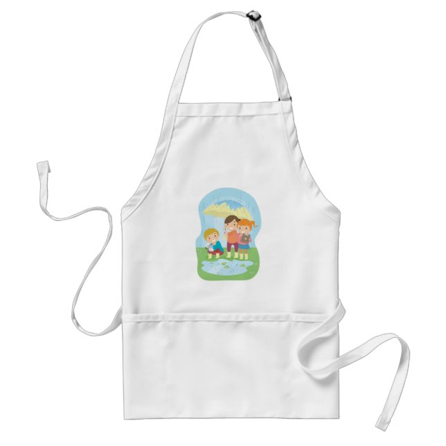 Kids Science Nature Study in Rain Standard Apron (Front)