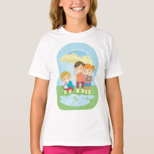 Kids Science Nature Study in Rain T-Shirt