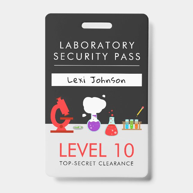 Kids Science Party Security Pass Badge (Front)