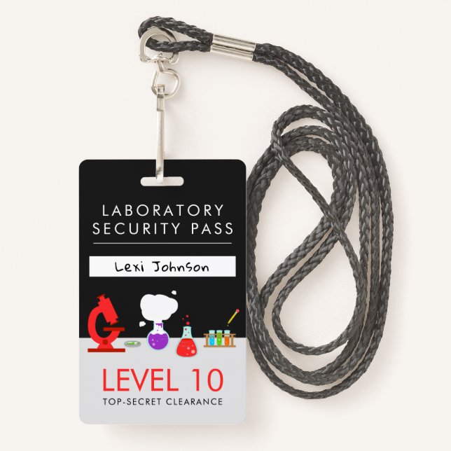 Kids Science Party Security Pass Badge (Front with Lanyard)