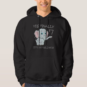 Kids Seven 7th Birthday Party Cake Elephant Zookee Hoodie