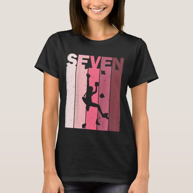Kids Seven Birthday Indoor Wall Climbing Mountain  T-Shirt (Front)