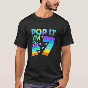 Kids Seven Pop It I'm 7 Cute Unicorn Birthday Fidg T-Shirt