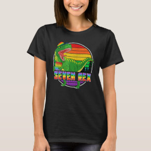 Kids Seven Rex Pop It Toys Birthday 7 Year Old Din T-Shirt
