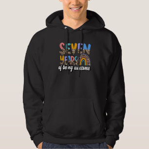 Kids Seven Years Of Being Awesome Animal Skin Patt Hoodie