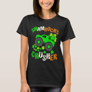 Kids Shamrocks Crusher Monster Truck Irish St Patr T-Shirt