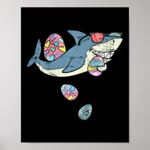 Kids Shark Egg Hunting Easter Funny Spring Toddler Poster