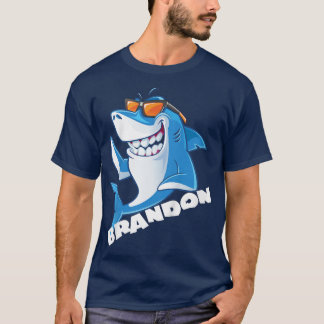 Kids Shark Name Brandon Gift Boys  T-Shirt