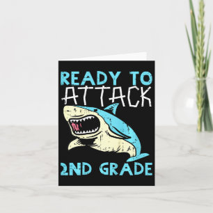 Kids Shark Ready To Attack 2nd Grade Second First Card