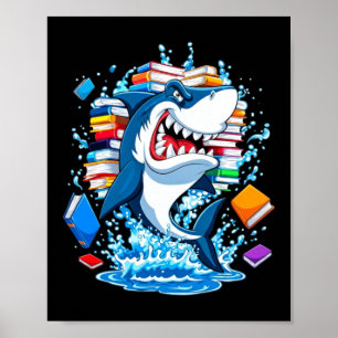 Kids Shark With School Books Back To School Shark Poster