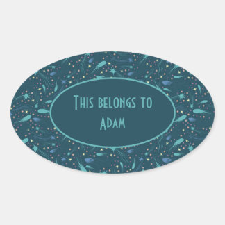 Kids Shooting Star Comet Starry Sky Starlight Oval Sticker