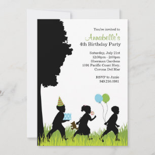 Kids Silhouette Birthday Party Invitation