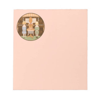 KIDS SINGING, VINTAGE PIANO MUSIC LESSON NOTEPAD