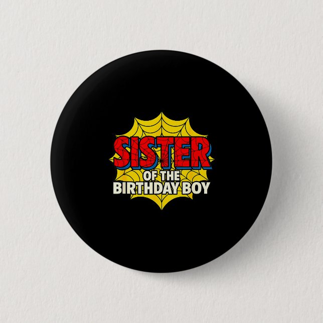 Kids Sister Of The Birthday Boy Sder Theme Party M 2 Inch Round Button (Front)