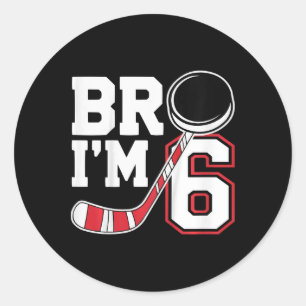 Kids Six Years Old Tee 6th Birthday Hockey Player Classic Round Sticker