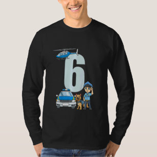 Kids Sixth Birthday Police 6 Year Old Boy Girl T-Shirt