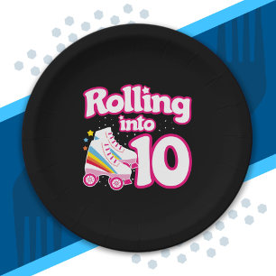 Kids Skate Party - 10th Birthday - Roller Skating Paper Plate