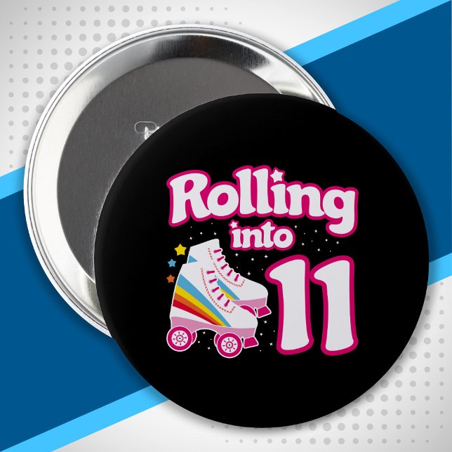 Kids Skate Party - 11th Birthday - Roller Skating 4 Inch Round Button (Creator Uploaded)