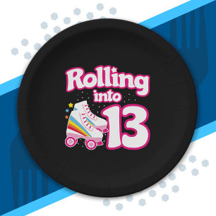 Kids Skate Party - 13th Birthday - Roller Skating Paper Plate