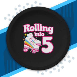 Kids Skate Party - 5th Birthday - Roller Skating Paper Plate