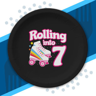 Kids Skate Party - 7th Birthday - Roller Skating Paper Plate