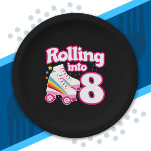 Kids Skate Party - 8th Birthday - Roller Skating Paper Plate