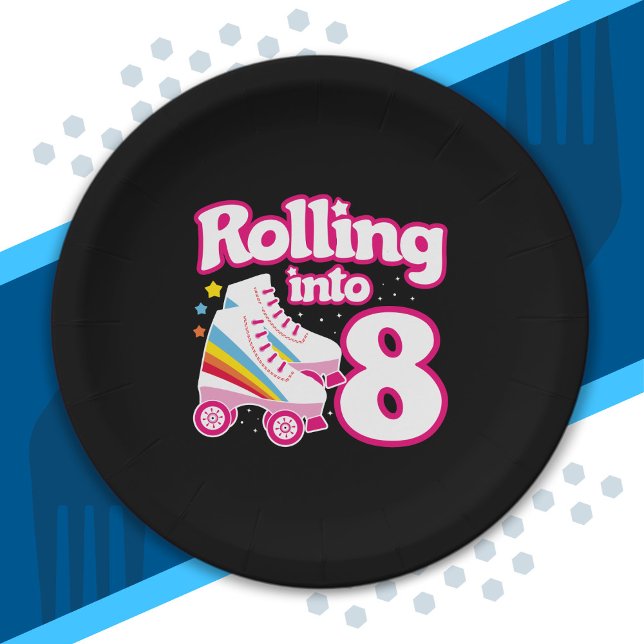 Kids Skate Party - 8th Birthday - Roller Skating Paper Plate (Creator Uploaded)