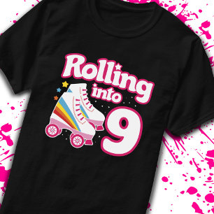 Kids Skate Party - 9th Birthday - Roller Skating T-Shirt