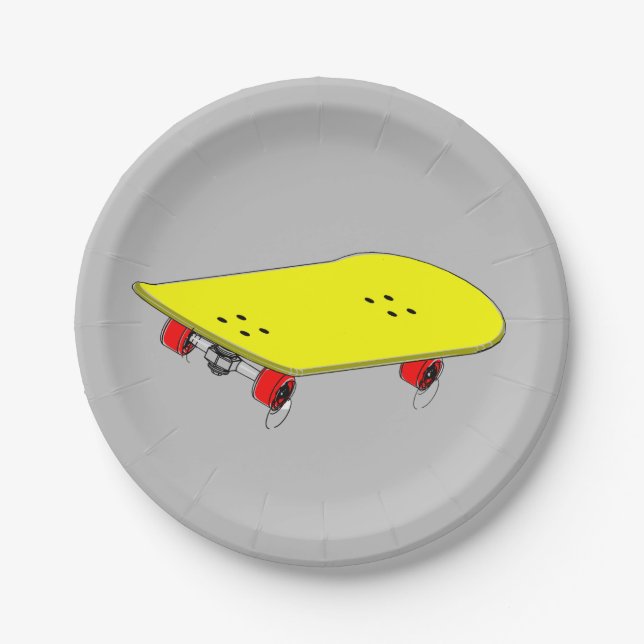 Kid's skateboard party theme paper plate (Front)