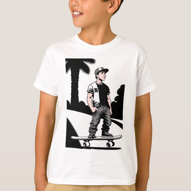 Kid's Skateboarding T-Shirt (Front)