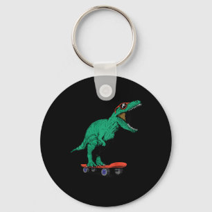 Kids Skater Skateboarding T-rex Dinosaur Ck To Sch Keychain