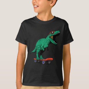 Kids Skater Skateboarding T-rex Dinosaur Ck To Sch T-Shirt