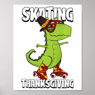 Kids Skating Thanksgiving Day Cool Roller Skate T- Poster
