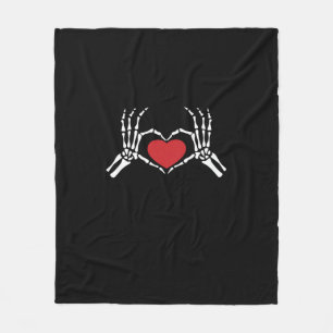 Kids Skeleton Hand Heart Valentines Day Cool Class Fleece Blanket