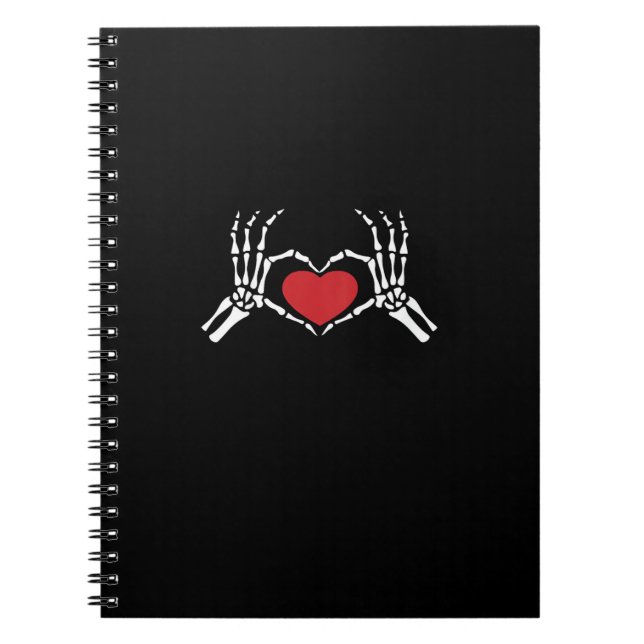 Kids Skeleton Hand Heart Valentines Day Cool Class Notebook (Front)