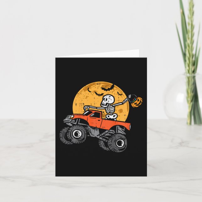 Kids Skeleton Monster Truck Moon Candy Toddler Boy Card (Front)