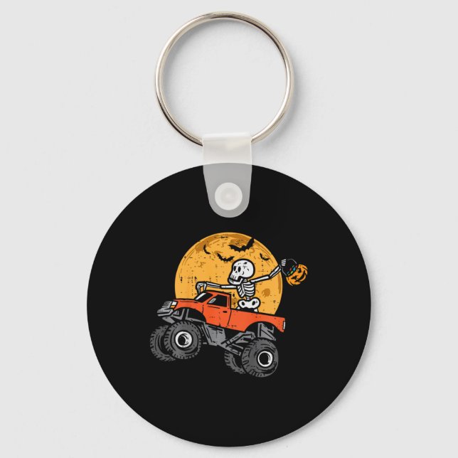 Kids Skeleton Monster Truck Moon Candy Toddler Boy Keychain (Front)
