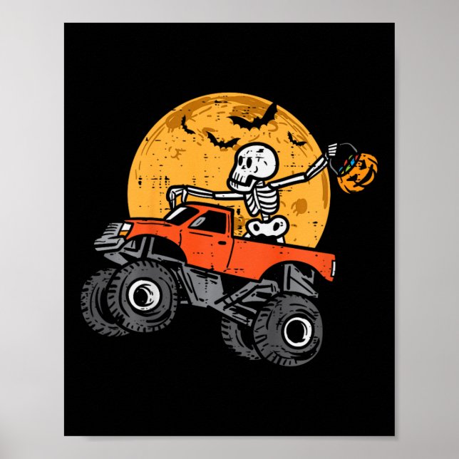 Kids Skeleton Monster Truck Moon Candy Toddler Boy Poster (Front)