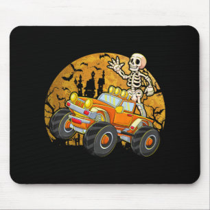 Kids Skeleton Riding Monster Truck Halloween Costu Mouse Pad