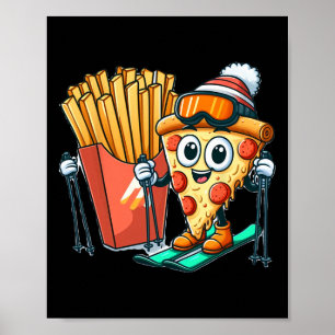 Kid's Ski Lesson Pizza French Fry Skiing Poster