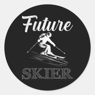 Kids Skiing Future Skier Funny Skier Soon To Be Bo Classic Round Sticker