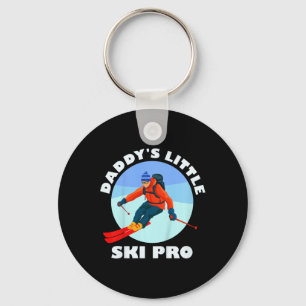 Kids Skiing Kids Daddy's Litle Ski Pro Funny Guys Keychain